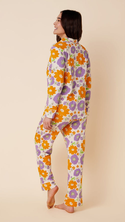 Popping Pansies Pima Knit Pajama Hover Extra White