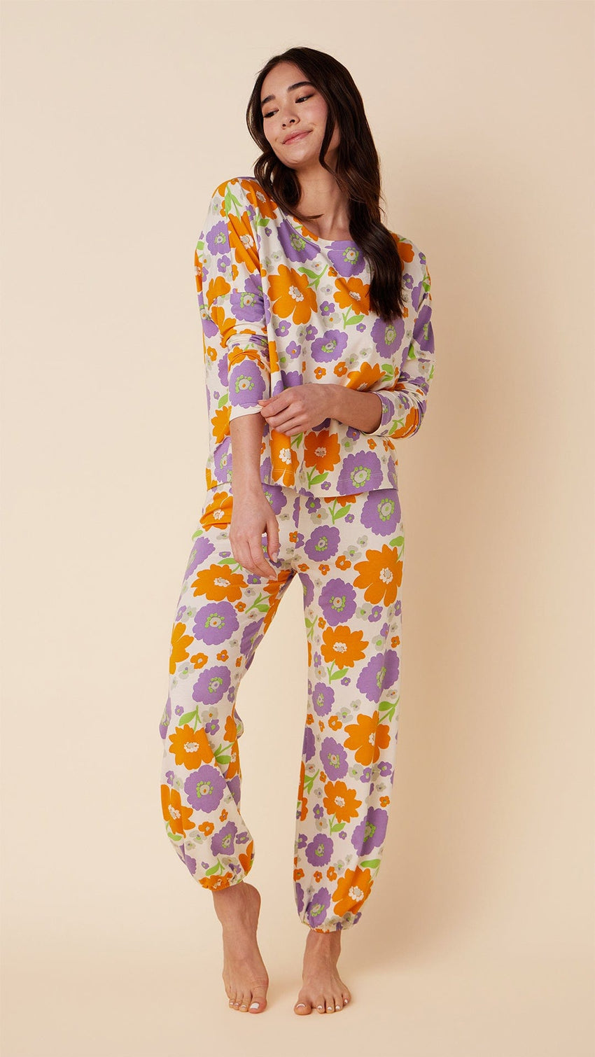 Popping Pansies Pima Knit Pullover Set Main White