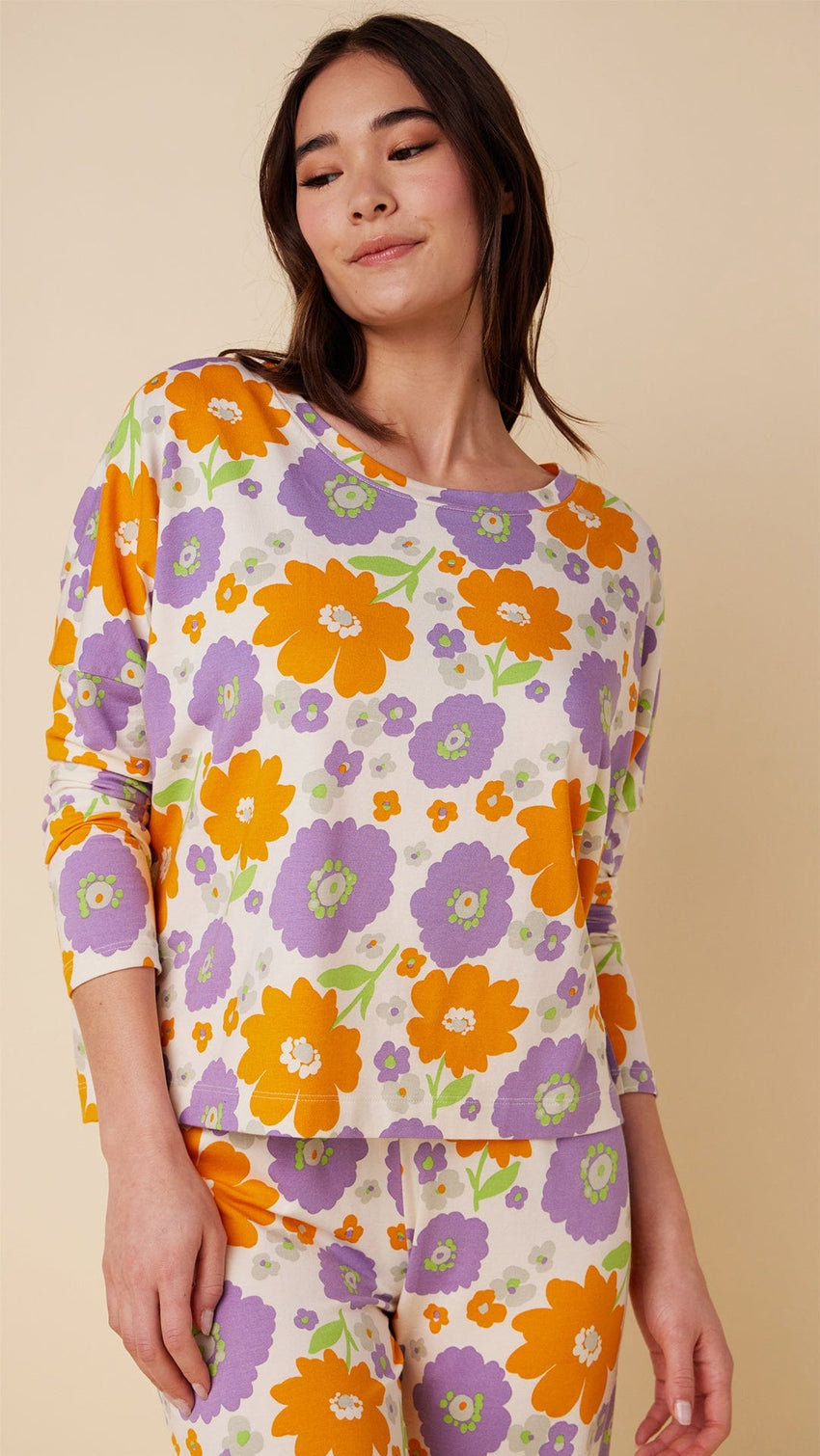 Popping Pansies Pima Knit Pullover Set Extra White