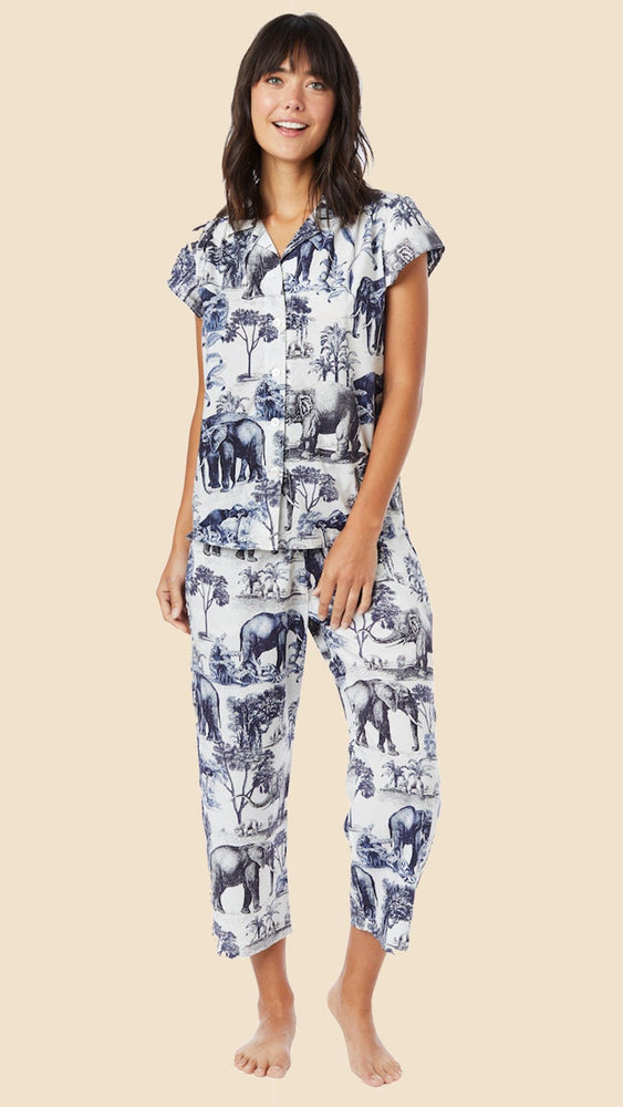 Safari Toile Luxe Pima Capri Wide White