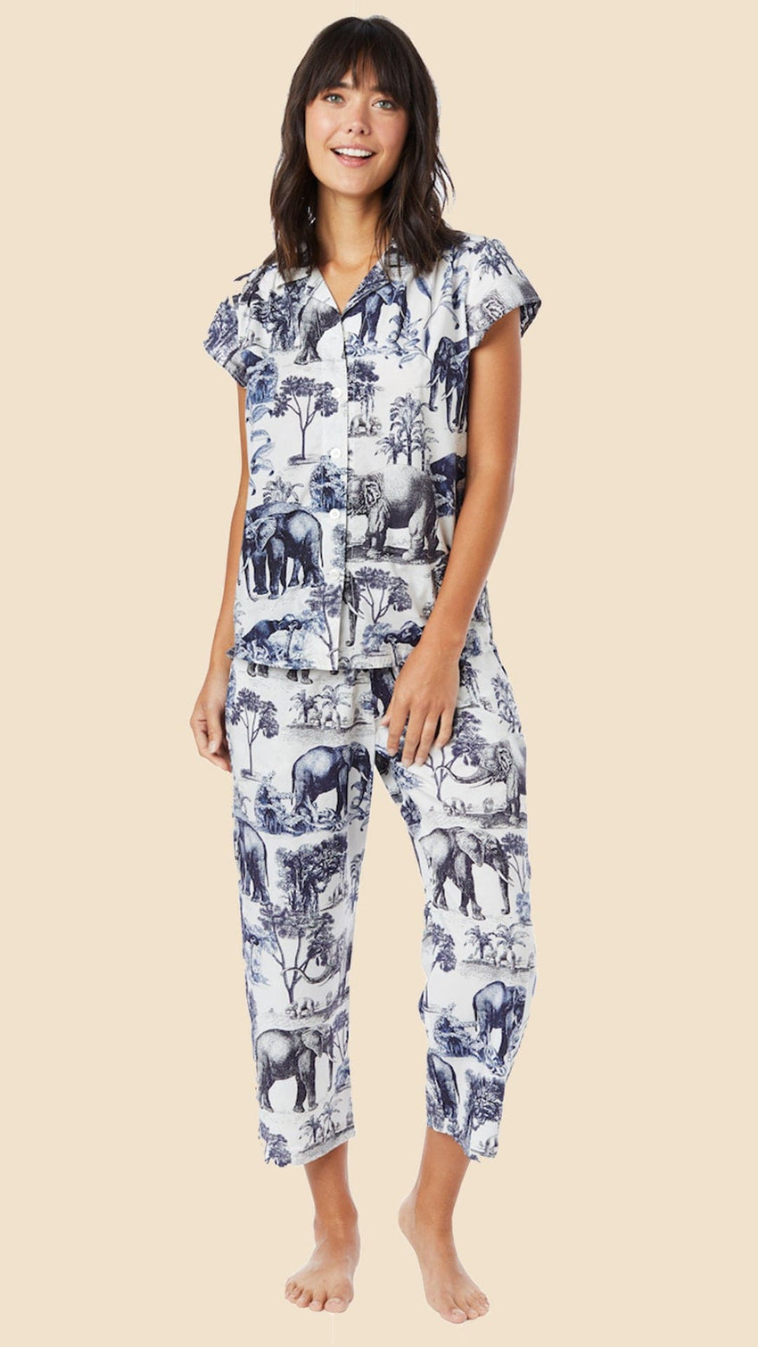 Safari Toile Luxe Pima Capri Wide White