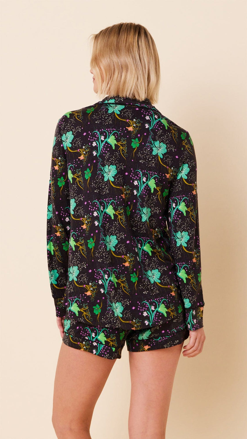 Stargazer Pima Knit Long-Sleeved Short Set Hover Extra Black