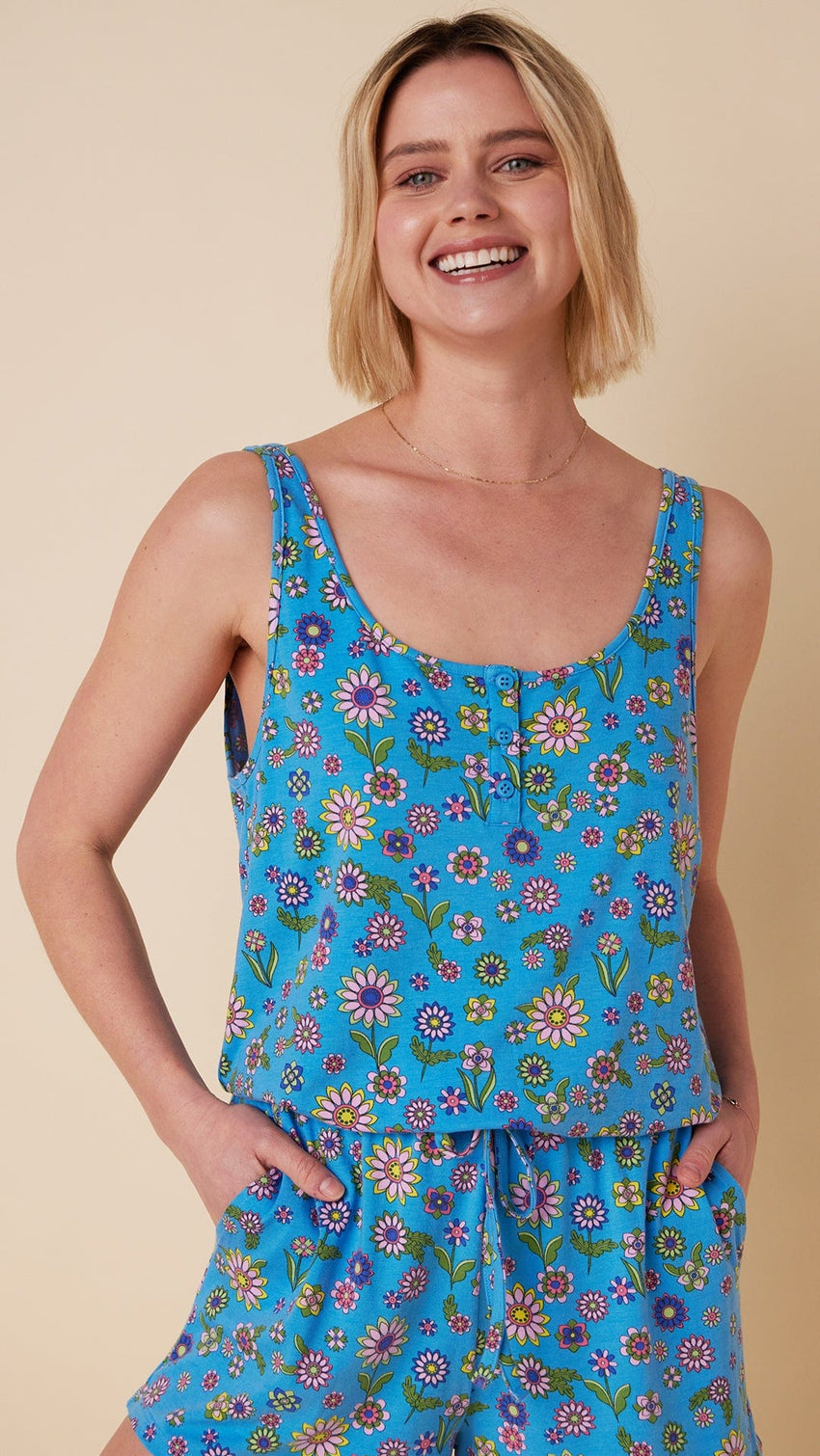 Stevie Pima Knit Romper Main Blue