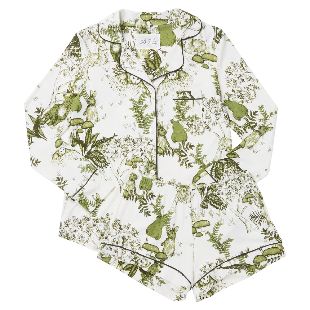 Woodside Pima Knit Long-Sleeved Short Set Description White