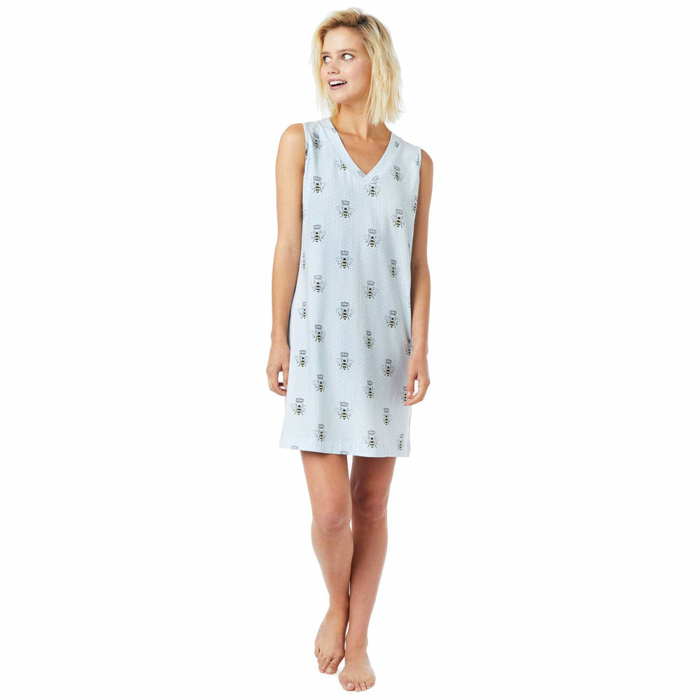 Queen Bee Pima Knit Nightgown - Blue Main Blue