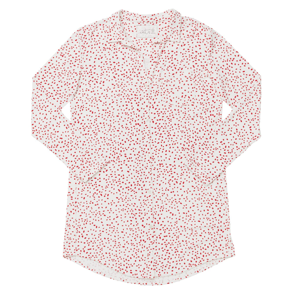 Confetti Dot Pima Knit Night Shirt - Red Extra White