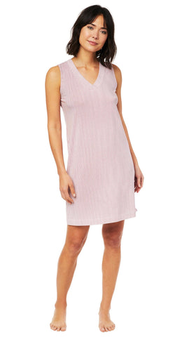 Simple Stripe Pima Knit Nightgown - Red
