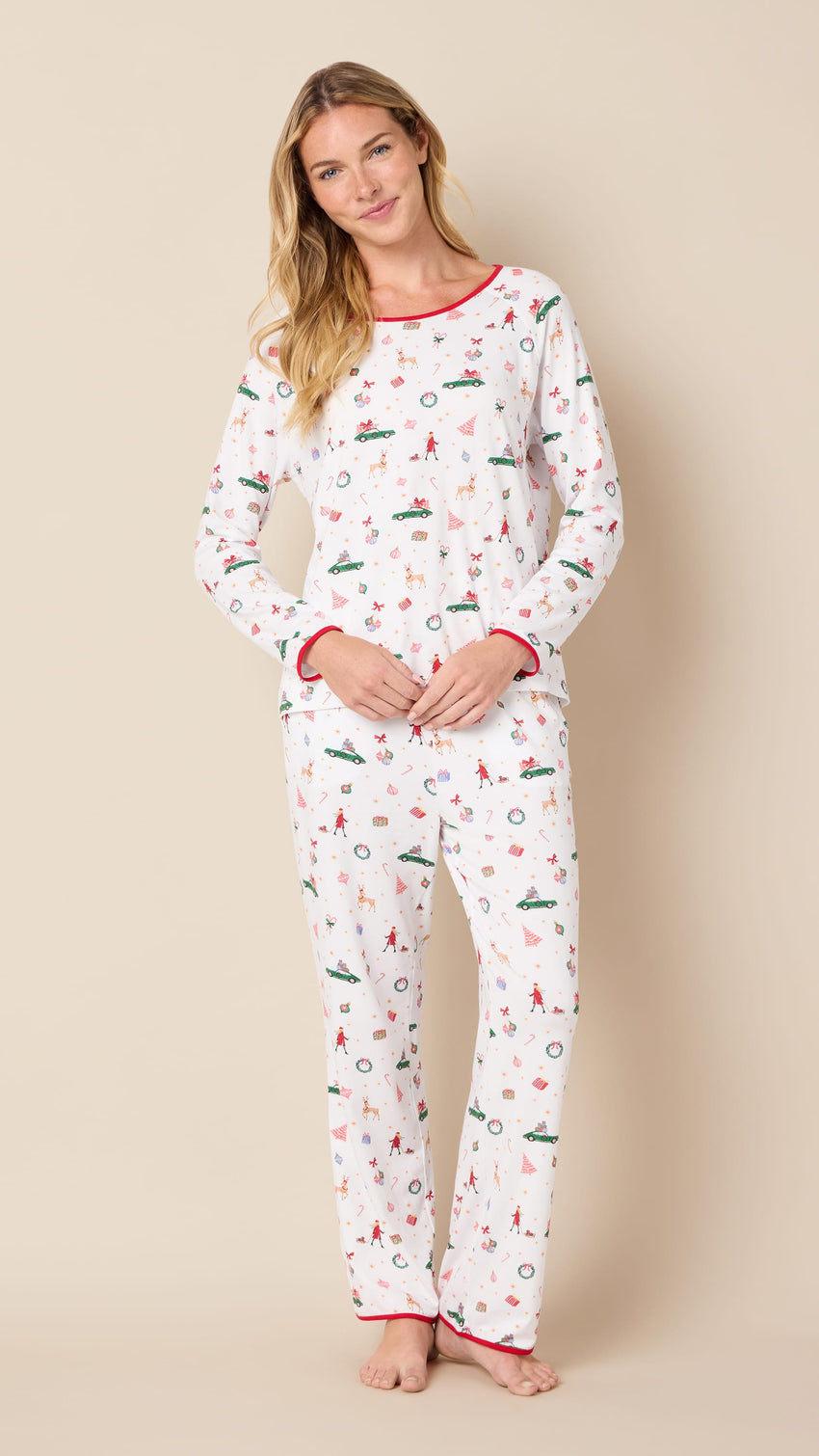 A Merry Little Stroll Pima Knit Simple Set Hover White