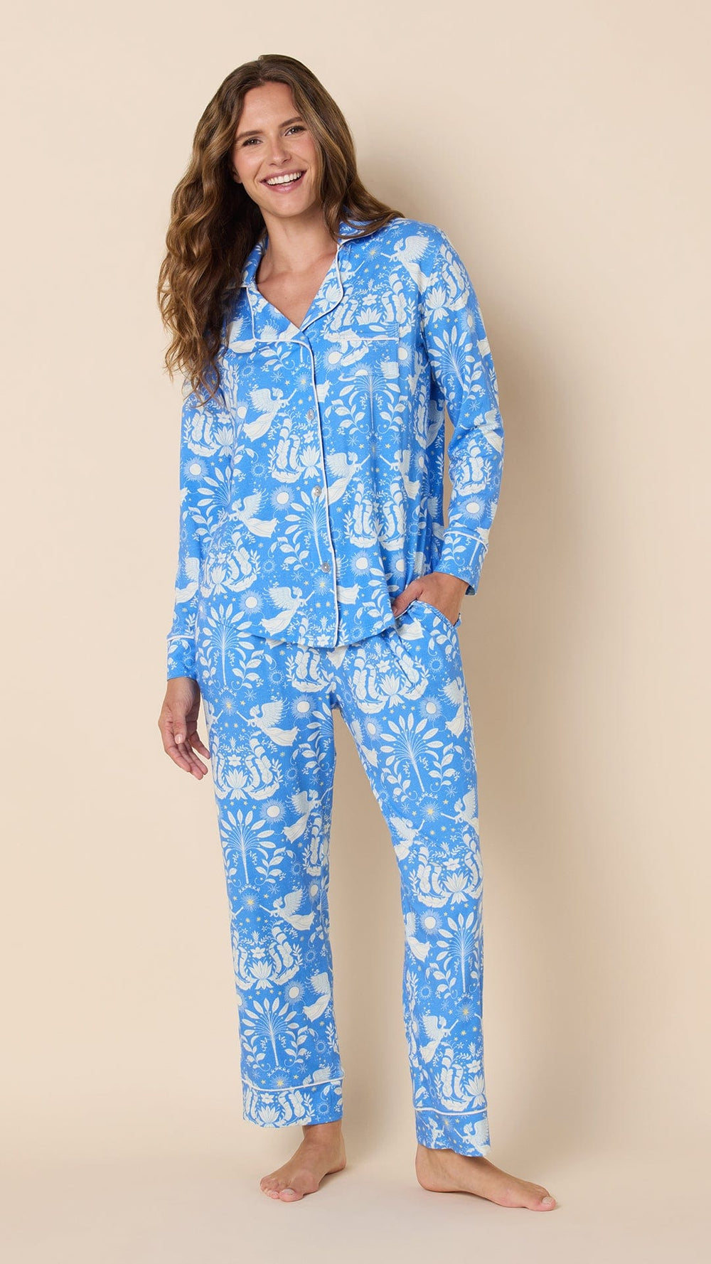 Angels Among Us Pima Knit Long-Sleeved Pajama Main Blue