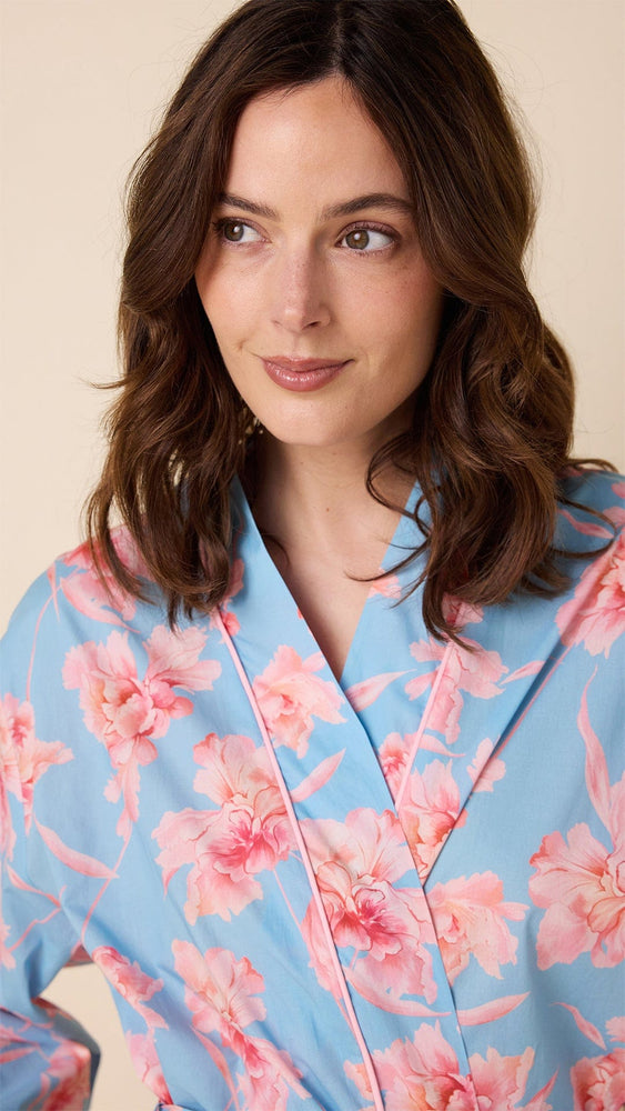 Celeste Luxe Pima Kimono Robe Blue Extra