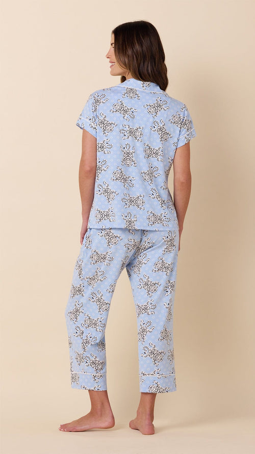 Bengal Blue Pima Knit Capri Set Extra Blue