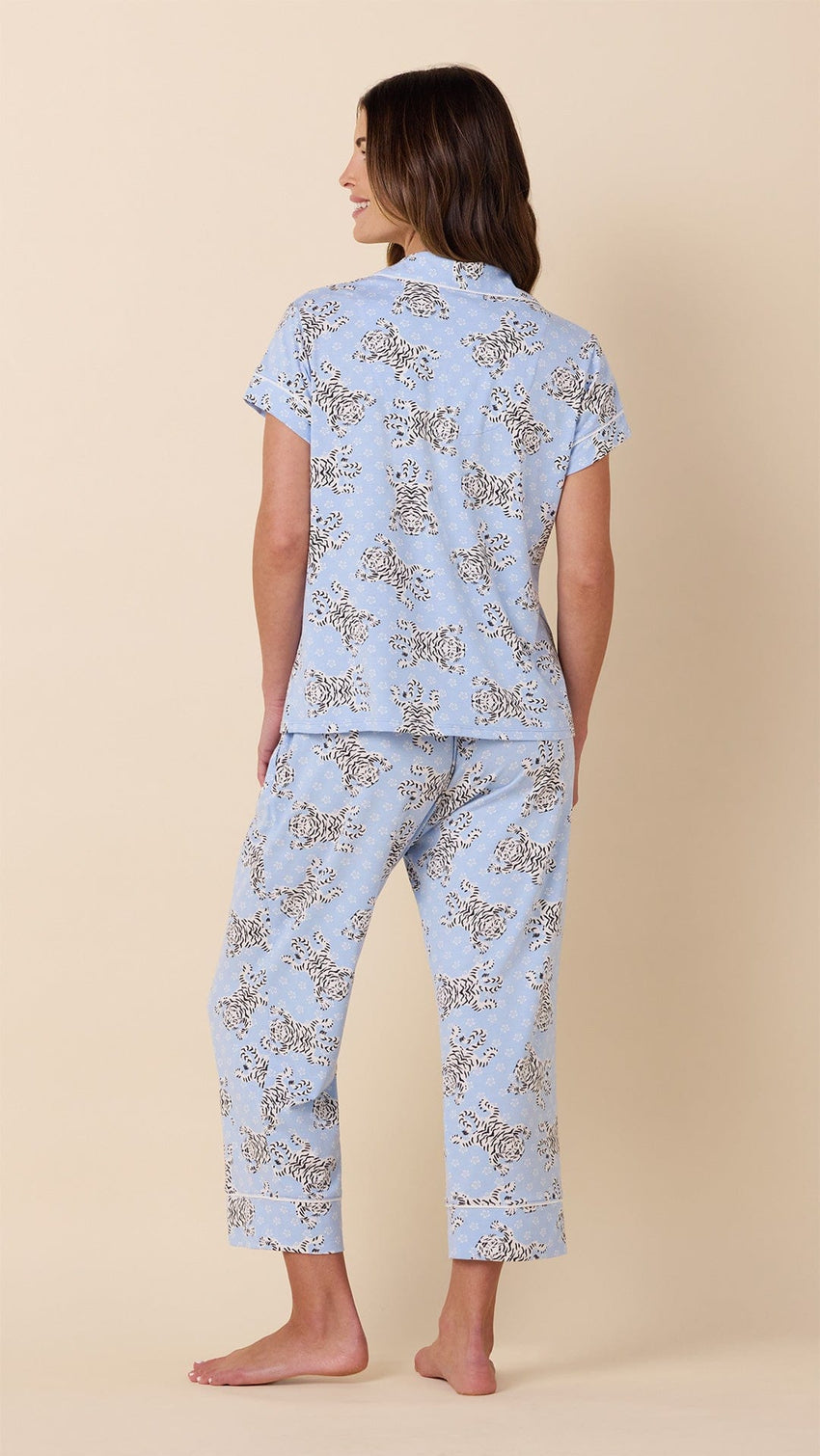 Bengal Blue Pima Knit Capri Set Extra Blue