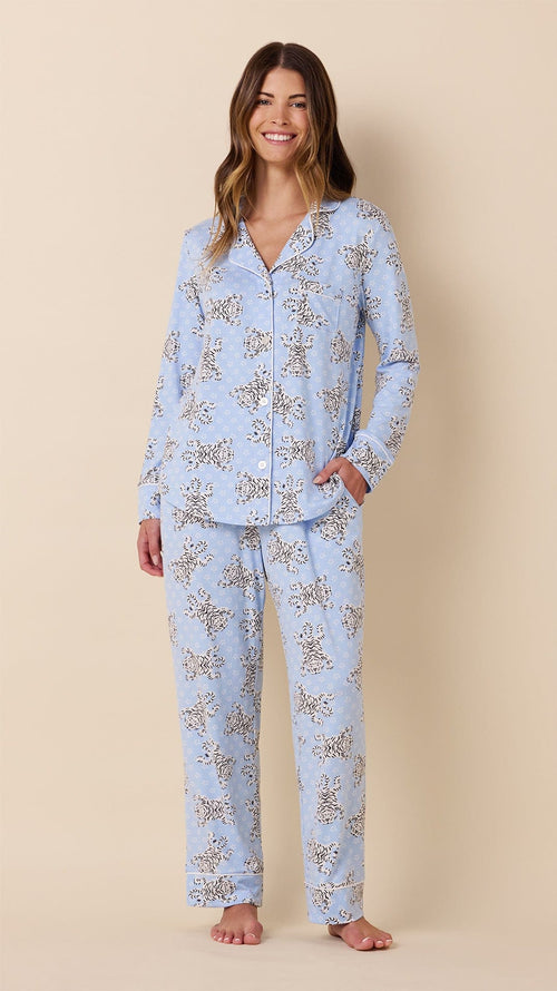 Bengal Blue Pima Knit Long-Sleeved Pajama Main Blue