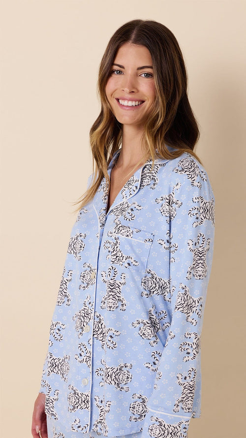 Bengal Blue Pima Knit Long-Sleeved Pajama Extra Blue