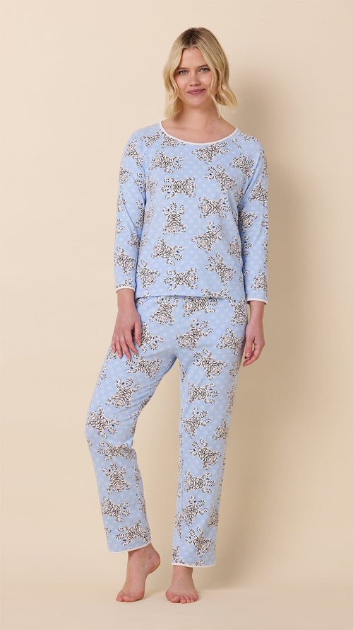 Bengal Blue Pima Knit Simple Set Wide Blue