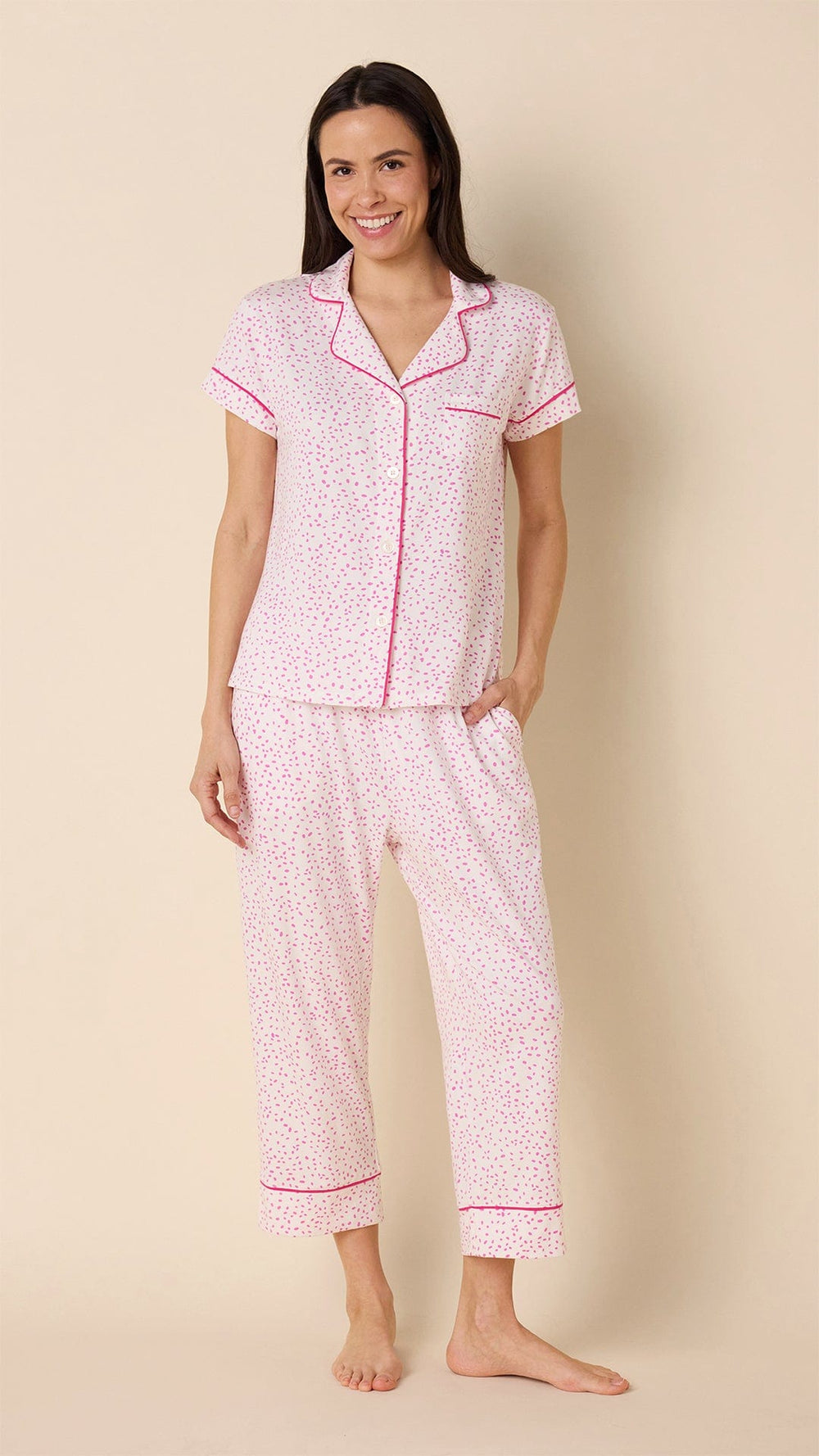 Confetti Dot Pima Knit Capri Set - Orchid Wide Orchid