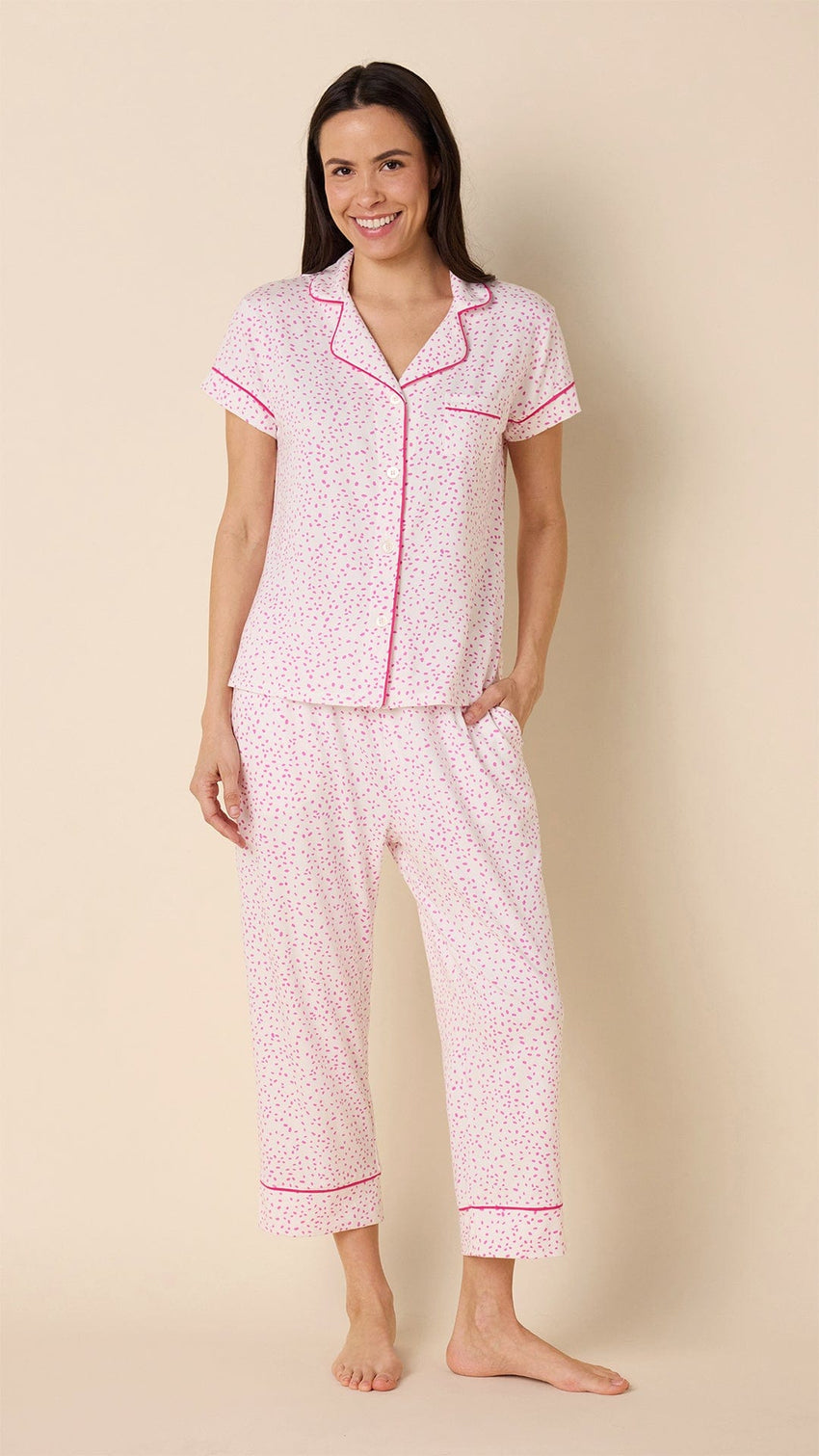 Confetti Dot Pima Knit Capri Set - Orchid Wide Orchid
