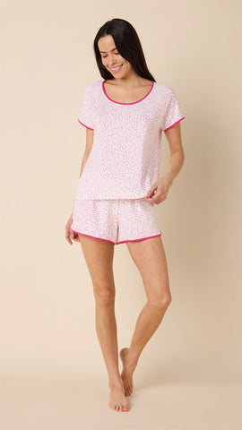 Confetti Dot Pima Knit Simple Short Set - Orchid