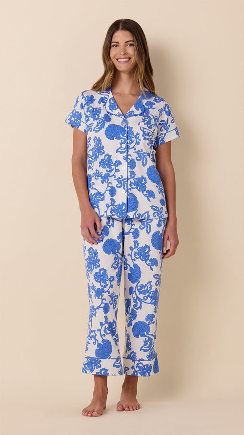 Chrysantheme Pima Knit Capri - Blue Wide Blue