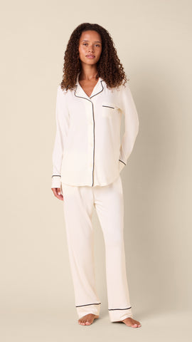 Classic Pima Knit Long-Sleeved Pajama - Ivory