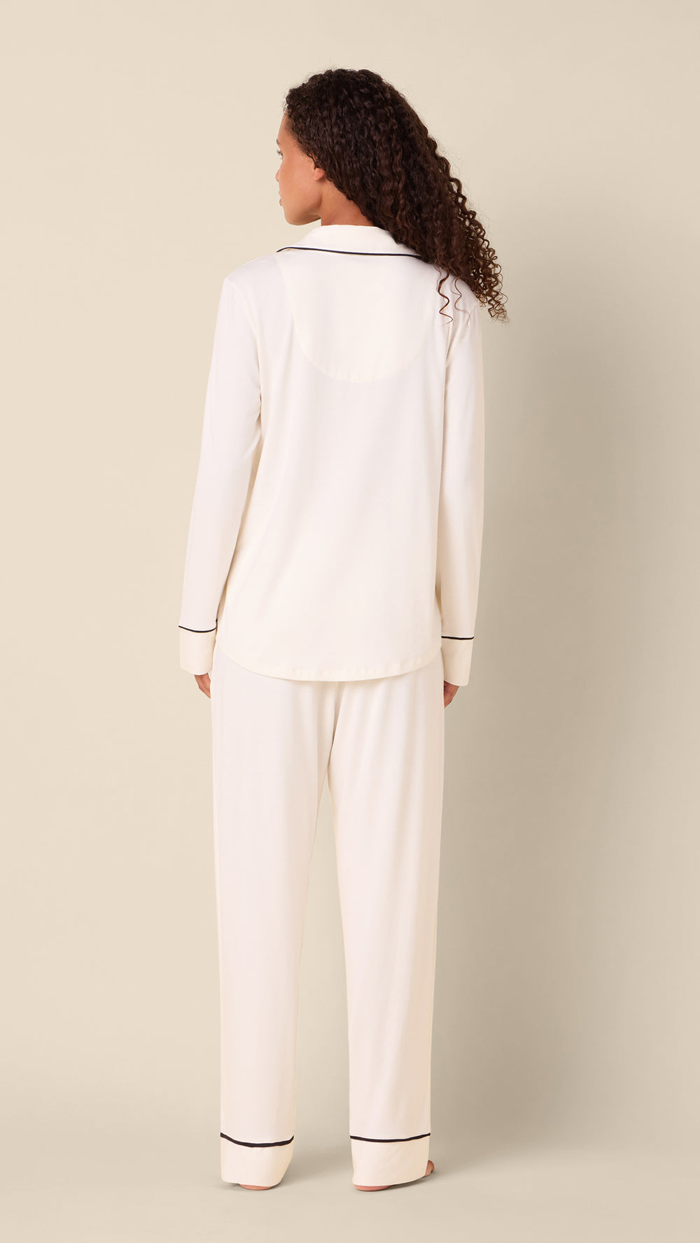 Classic Pima Knit Long-Sleeved Pajama - Ivory Hover Ivory
