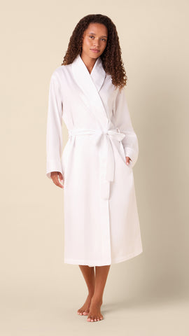 Classic Luxe Pima Shawl Collar Robe - White