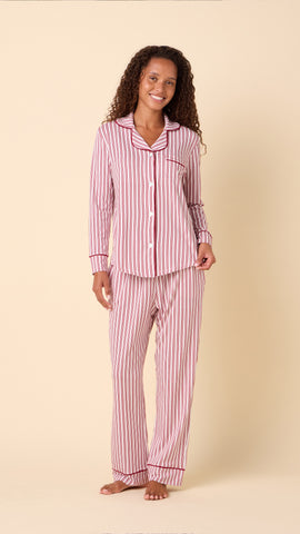 Classic Ticking Stripe Pima Knit Long-Sleeved Pajama