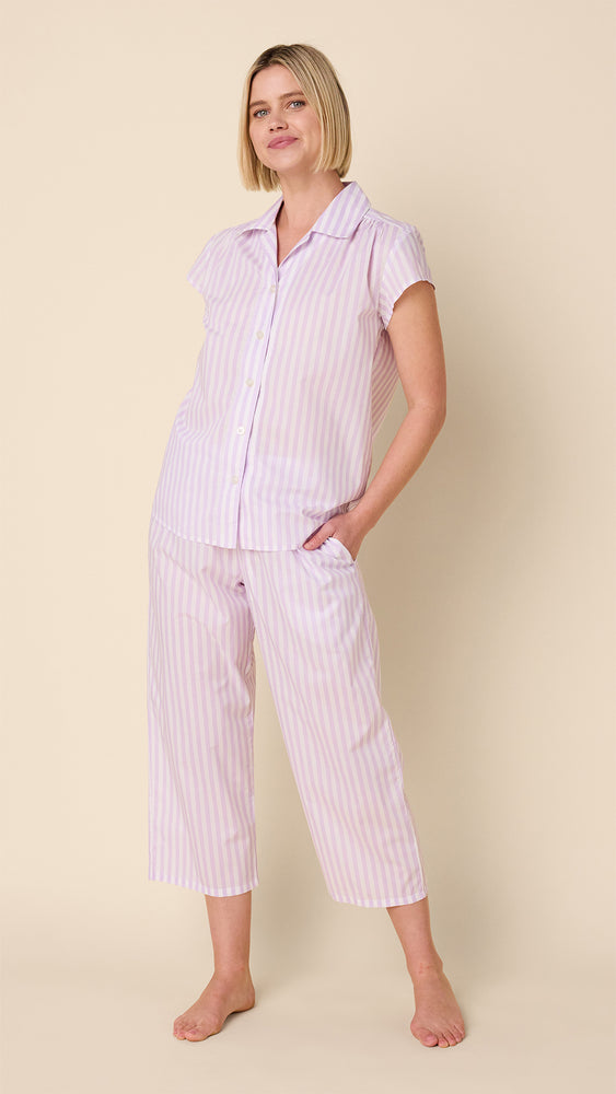 Classic Stripe Luxe Pima Capri Set - Lavender Main Lavender