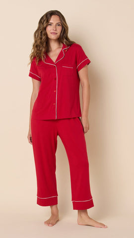 Classic Pima Knit Capri Set - Red
