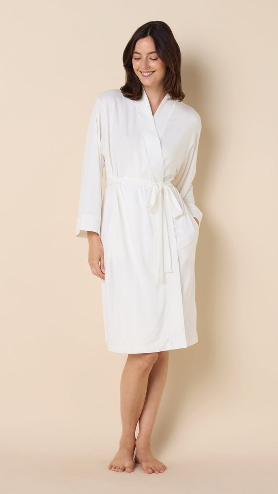 Classic Pima Knit Robe - White/White Hover White