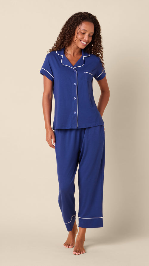 Classic Pima Knit Capri - Marine Blue Main Marine Blue