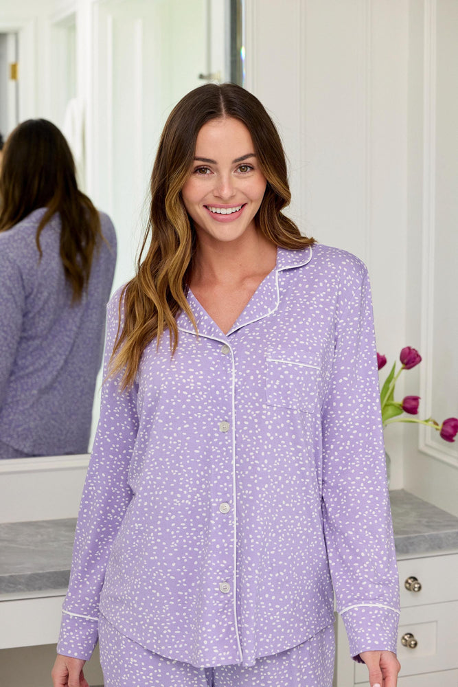 Confetti Dot Pima Knit Pajama - Lilac/White Main Lilac