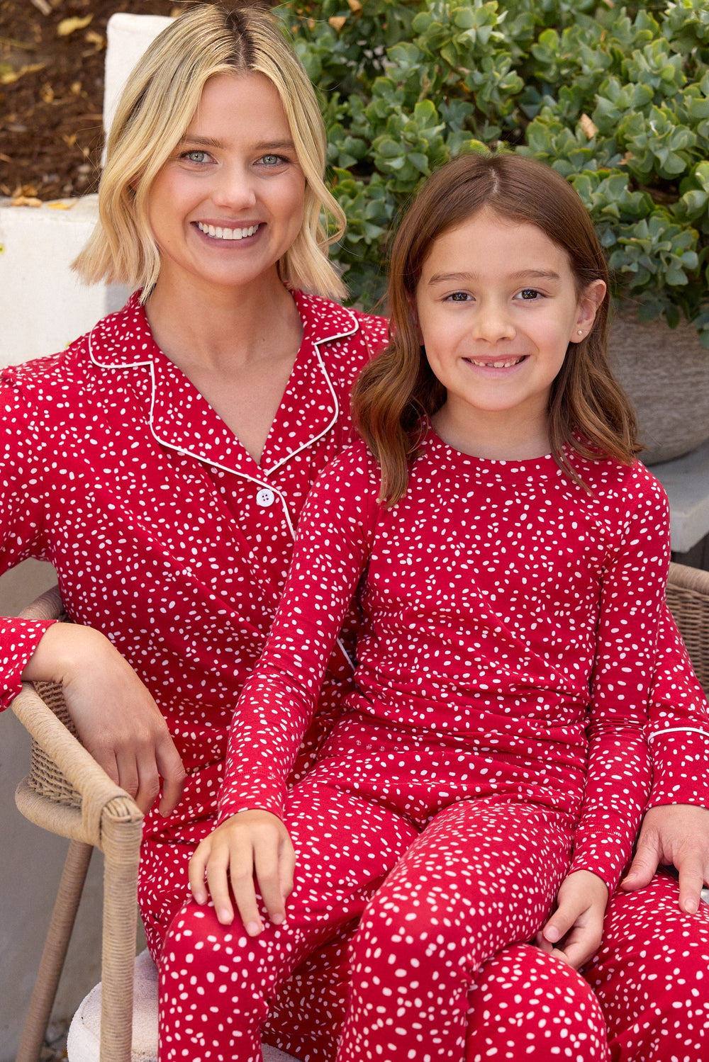 Confetti Dot Pima Knit Kids Pajama - Red Extra Wide Red