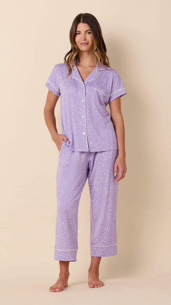 Confetti Dot Pima Knit Capri - Lilac Hover Lilac
