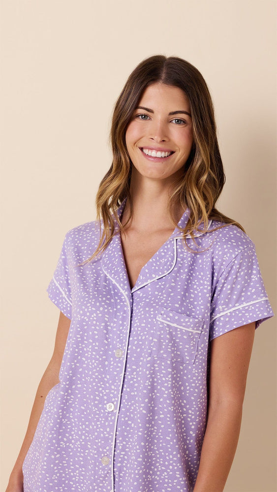 Confetti Dot Pima Knit Capri - Lilac Extra Lilac