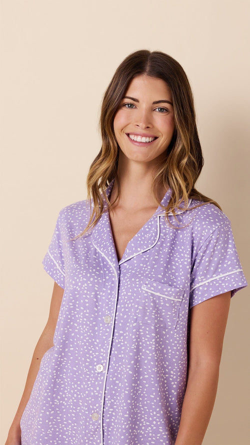 Confetti Dot Pima Knit Capri - Lilac Extra Lilac