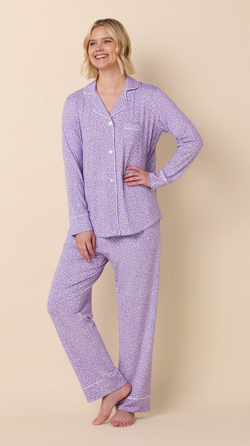 Confetti Dot Pima Knit Pajama - Lilac/White Wide Lilac