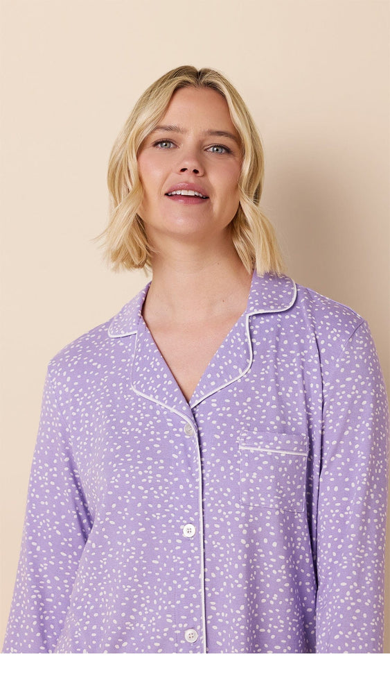 Confetti Dot Pima Knit Pajama - Lilac/White Extra Lilac