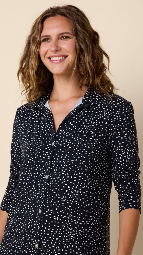 Confetti Dot Pima Knit Night Shirt - Navy Extra Navy