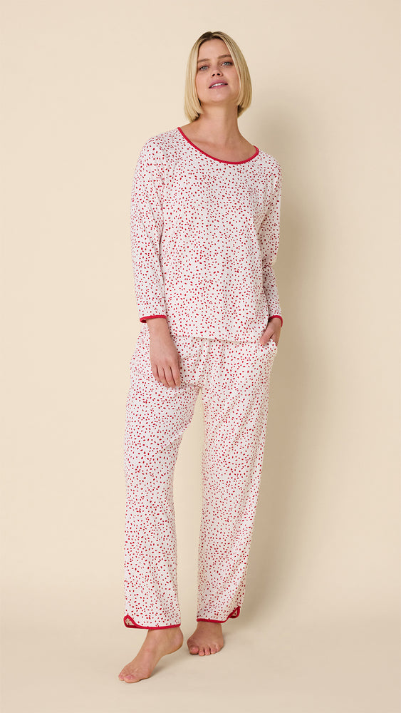 Confetti Dot Pima Knit Simple Set - Red Main White