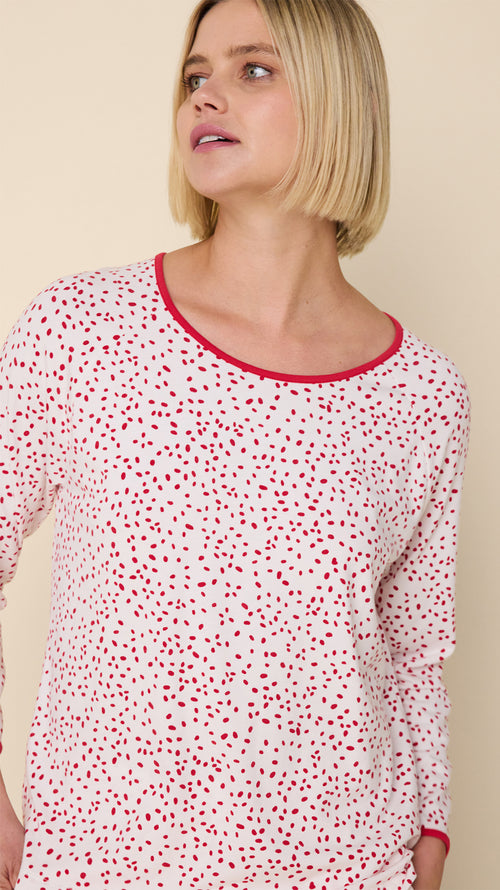 Confetti Dot Pima Knit Simple Set - Red Extra White