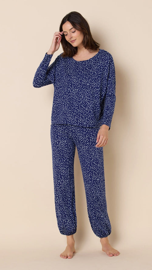 Confetti Dot Pima Knit Pullover Set - Navy Main Navy