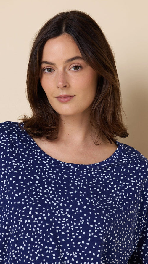 Confetti Dot Pima Knit Pullover Set - Navy Extra Navy