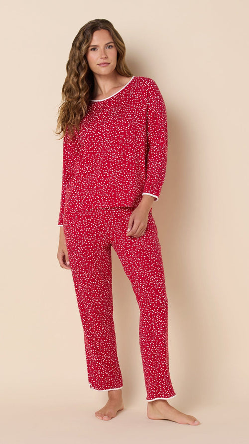 Confetti Dot Pima Knit Simple Set - Red Main Red