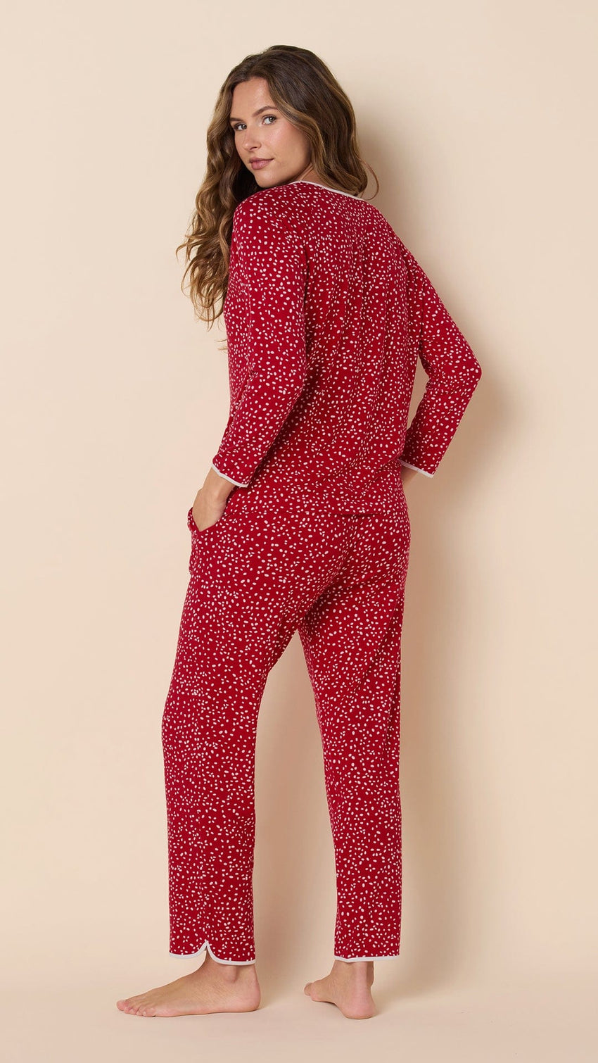 Confetti Dot Pima Knit Simple Set - Red Hover Red