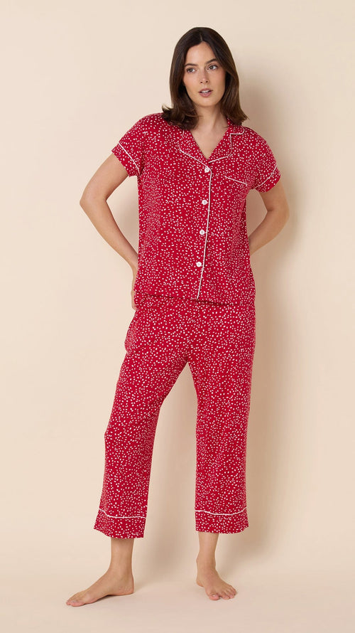 Confetti Dot Pima Knit Capri - Red Extra Red