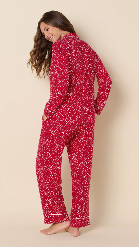 Confetti Dot Pima Knit Long-Sleeved Pajama - Red Hover Red