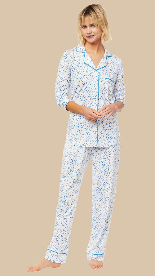 Confetti Dot Pima Knit Pajama - Blue Main Blue