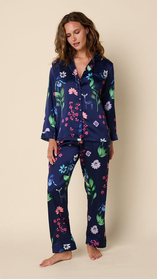 Deerly Silk Pajama Main Navy