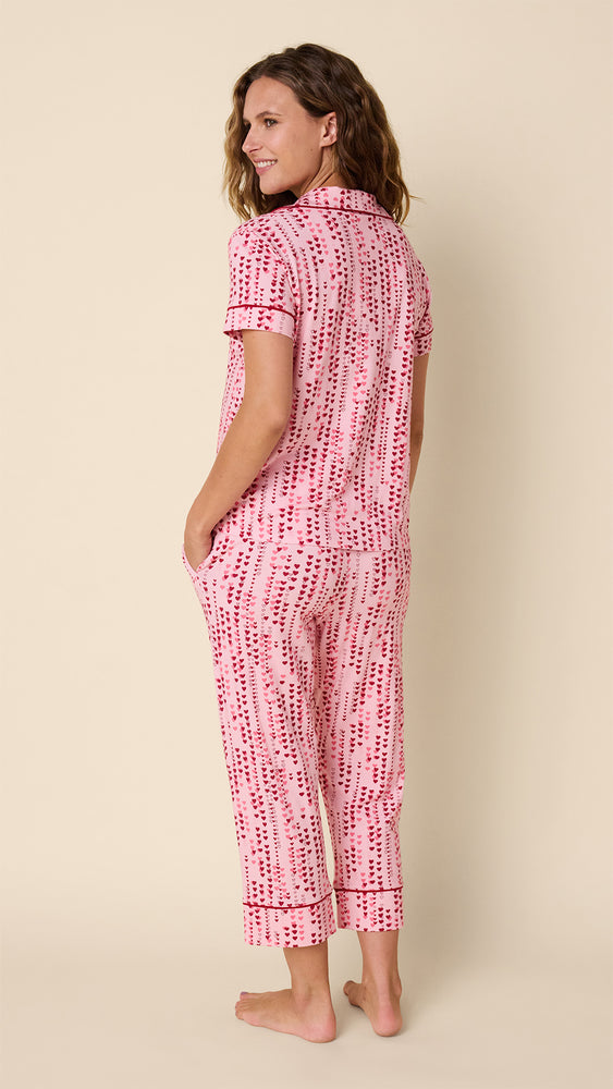 Dreamy Hearts Pima Knit Capri Set Hover Pink